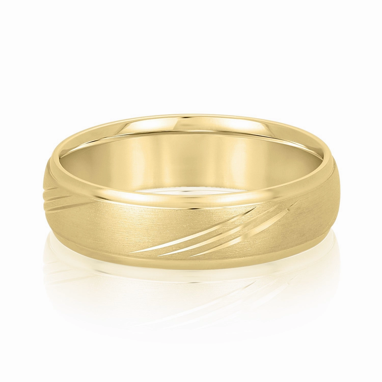 Men's Domed and Scratch Textured Wedding Band