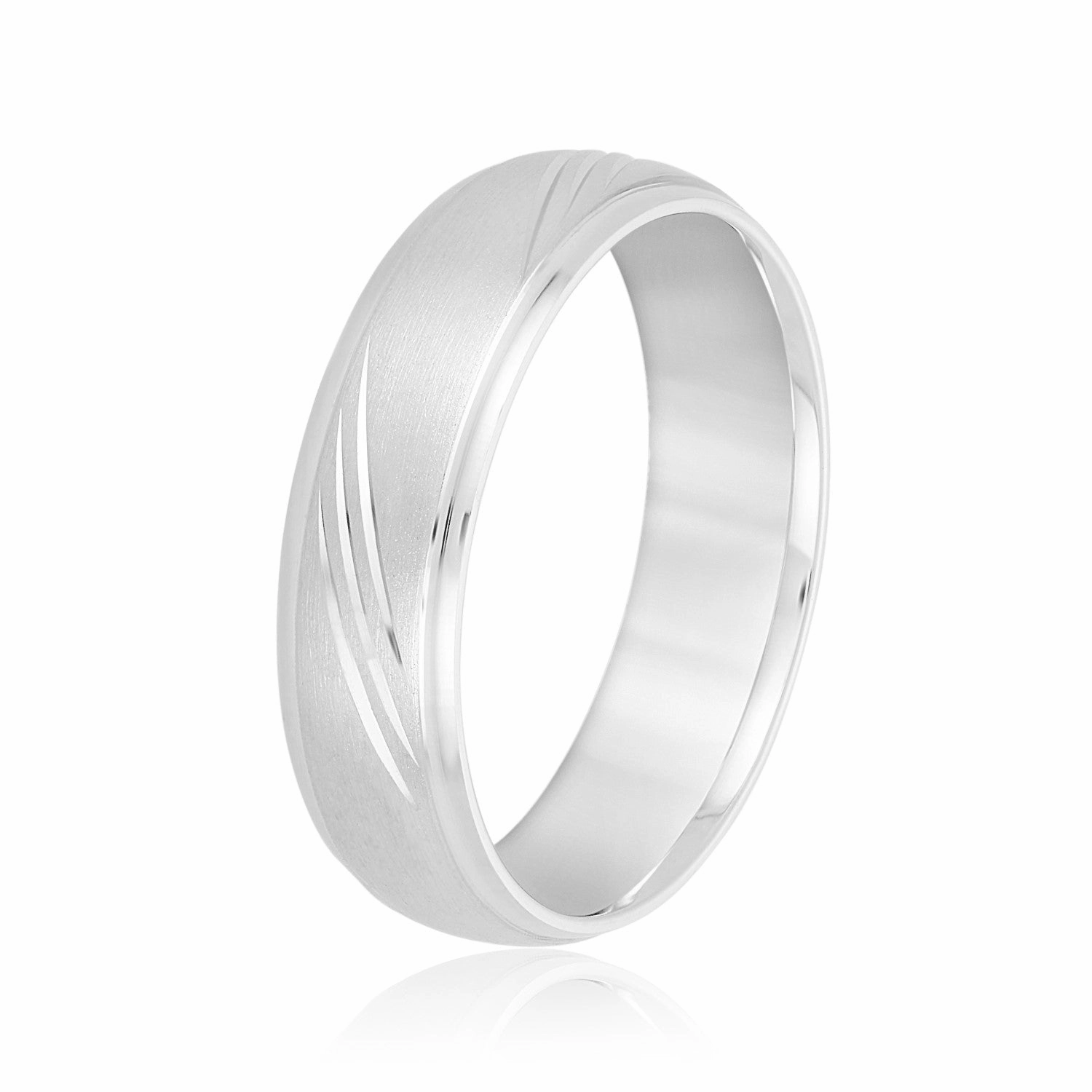 Men's Domed and Scratch Textured Wedding Band