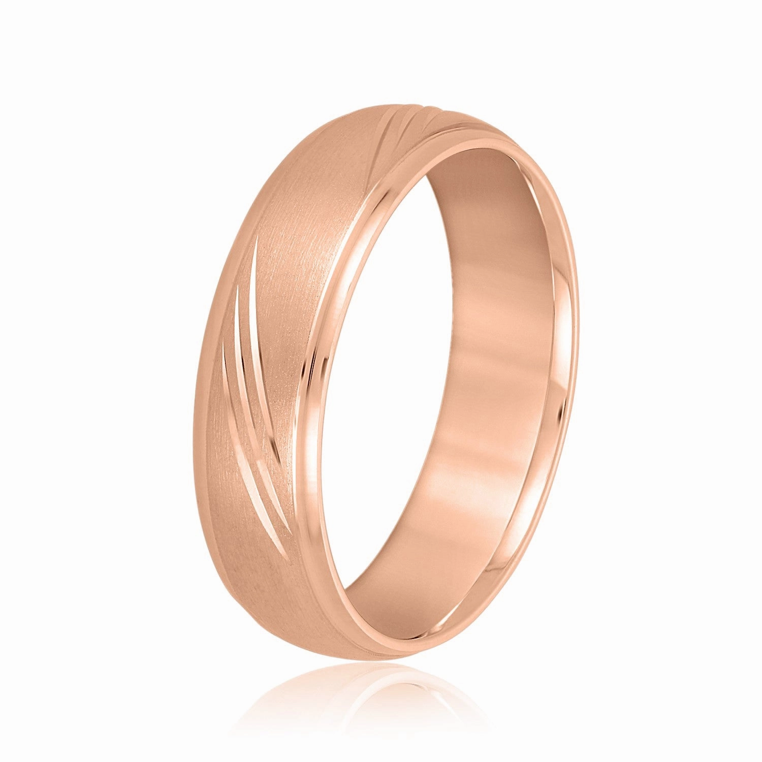 Men's Domed and Scratch Textured Wedding Band