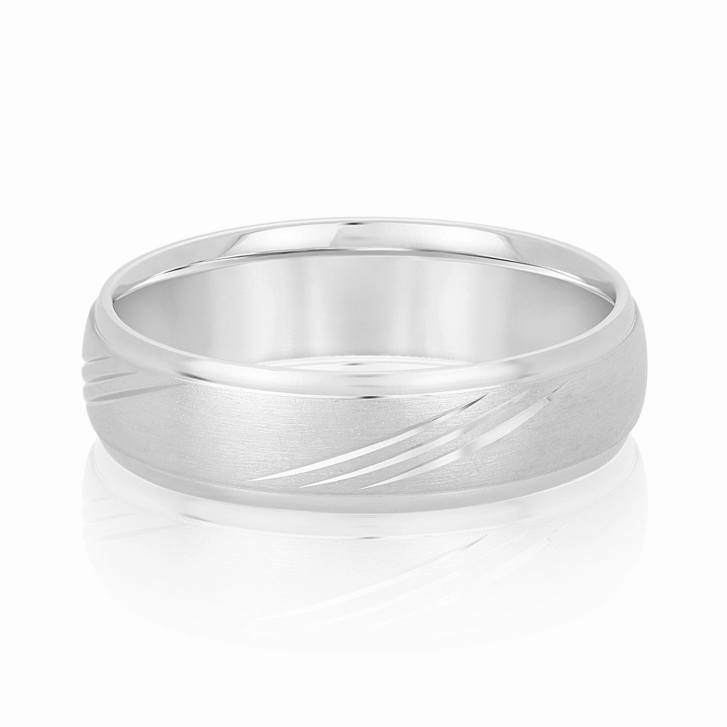 Men's Domed and Scratch Textured Wedding Band