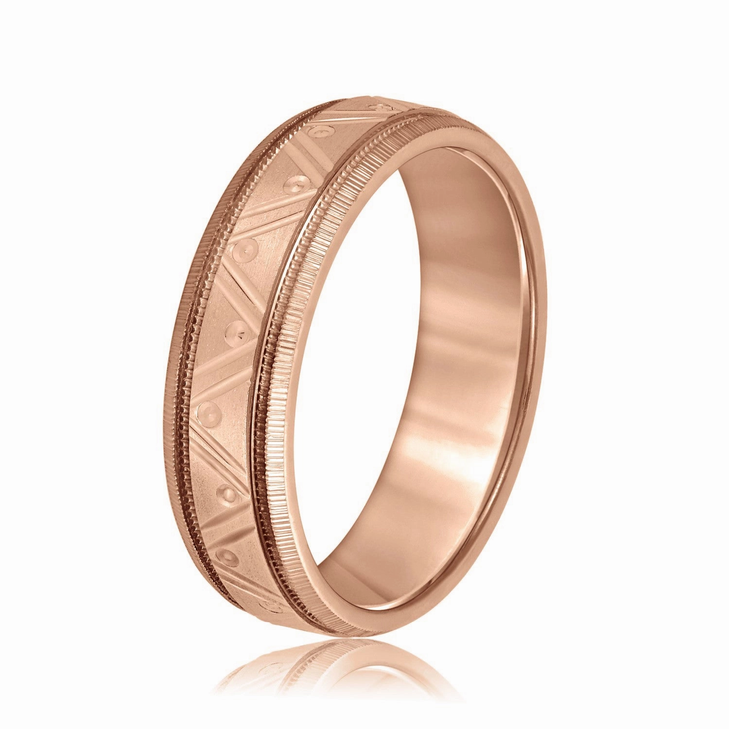 Men's Double Groove Geometric Wedding Band