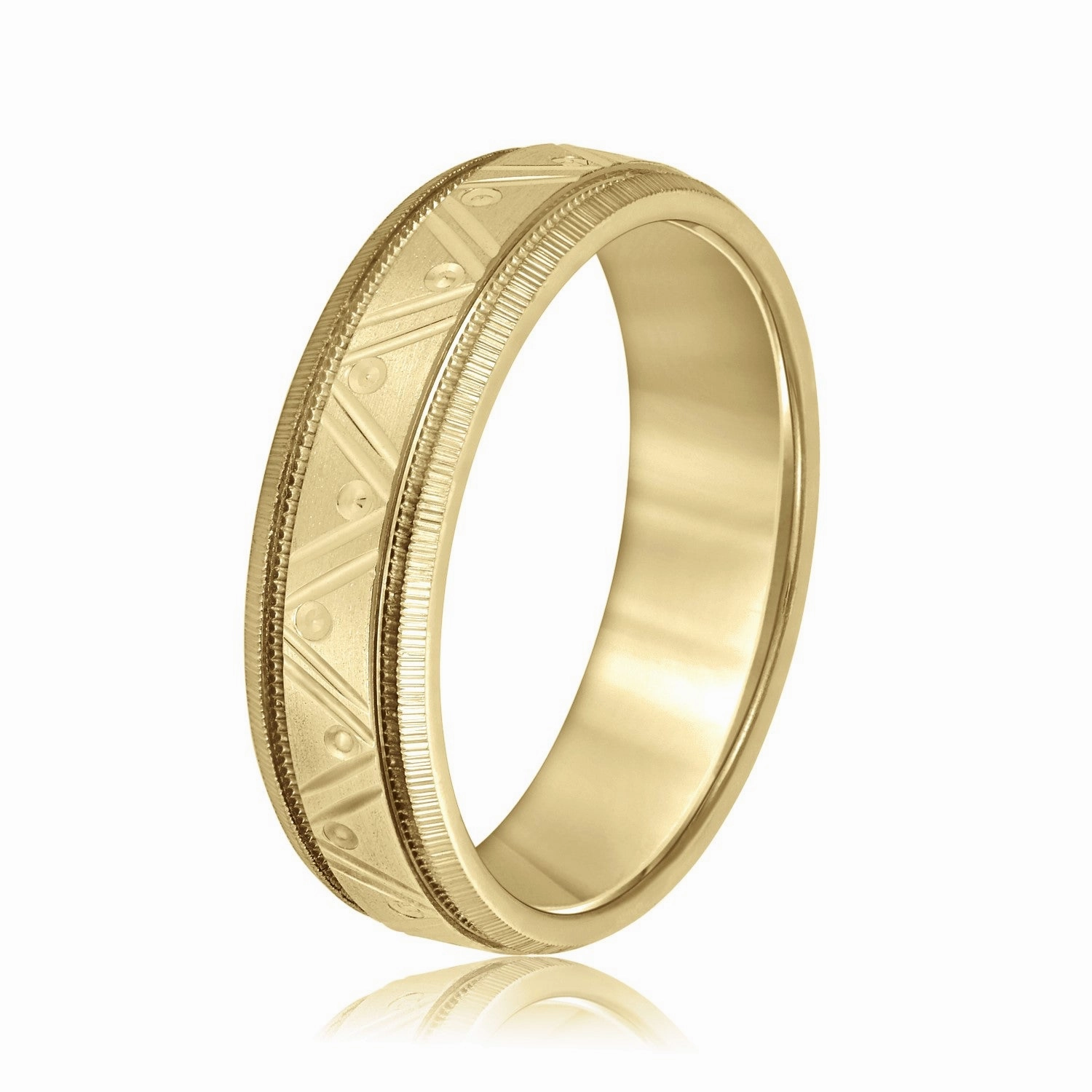 Men's Double Groove Geometric Wedding Band