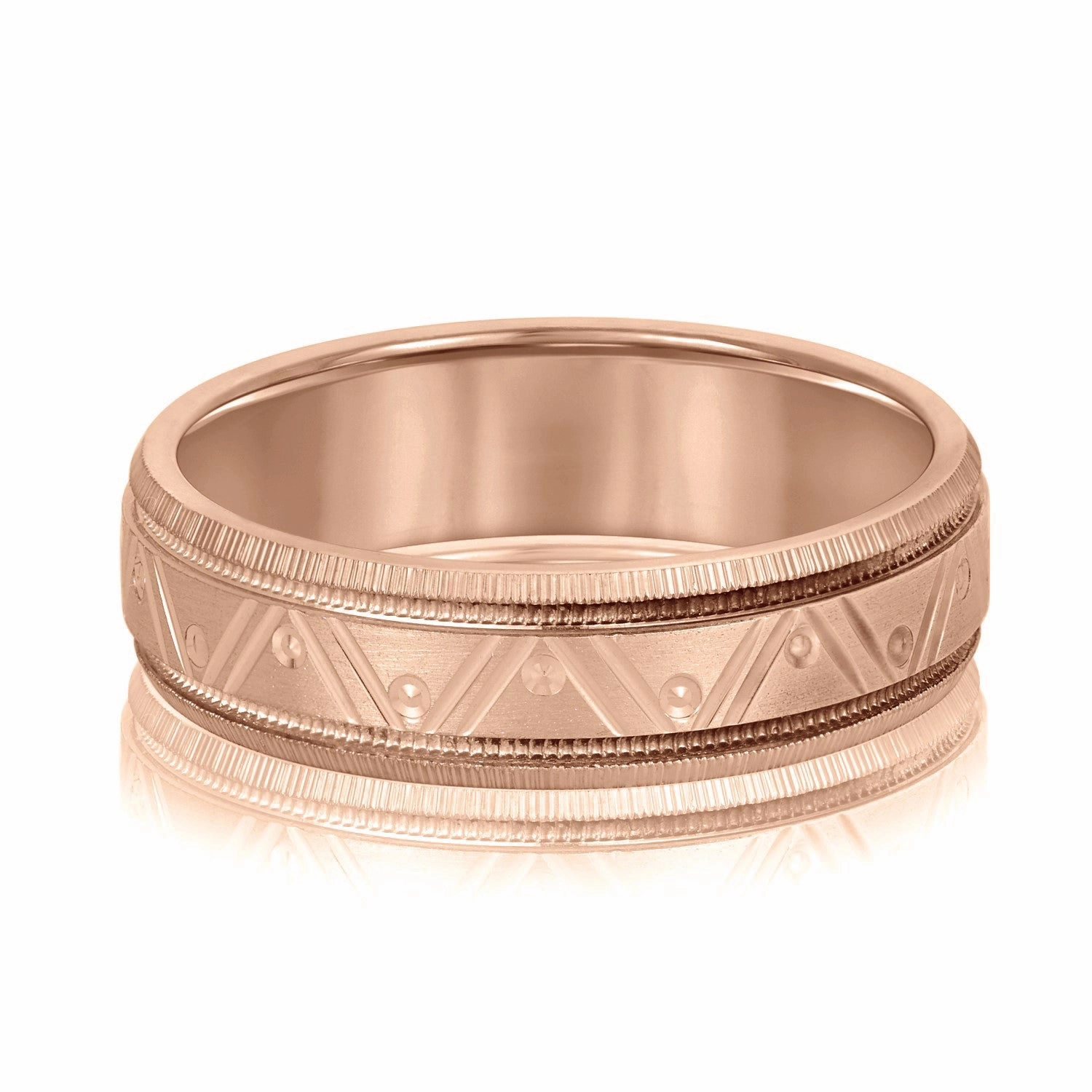 Men's Double Groove Geometric Wedding Band