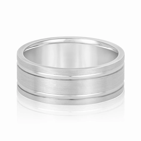 Men's Double Grooved Classic Wedding Band