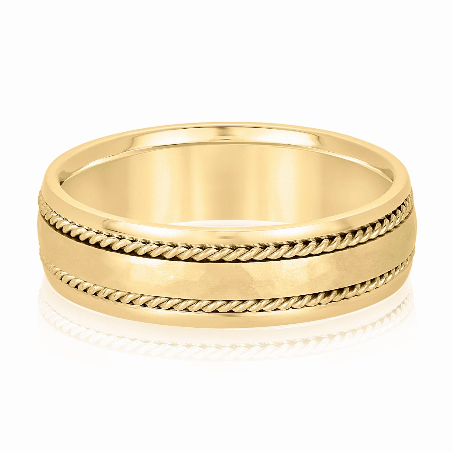 Men's Double Wide Rope Design Plain Wedding Band