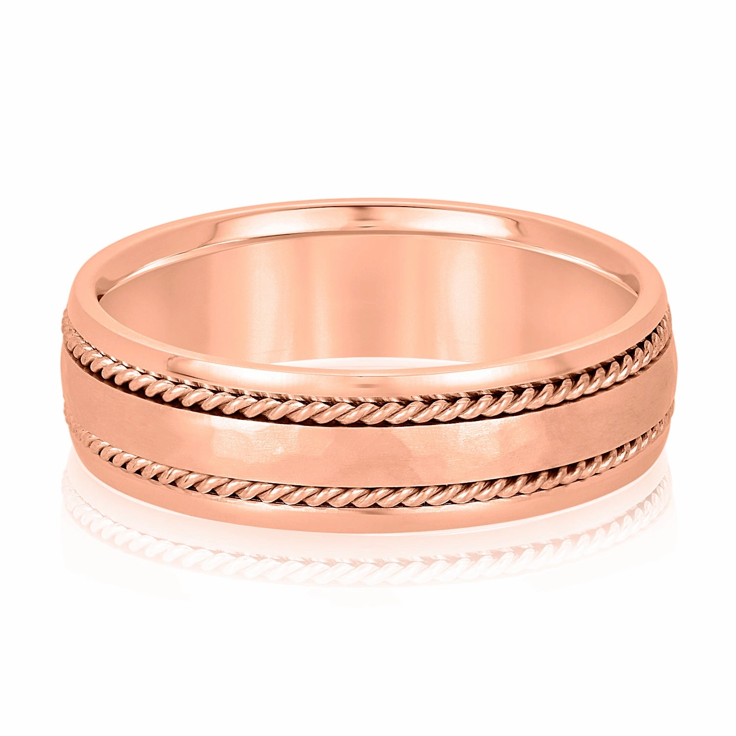 Men's Double Wide Rope Design Plain Wedding Band