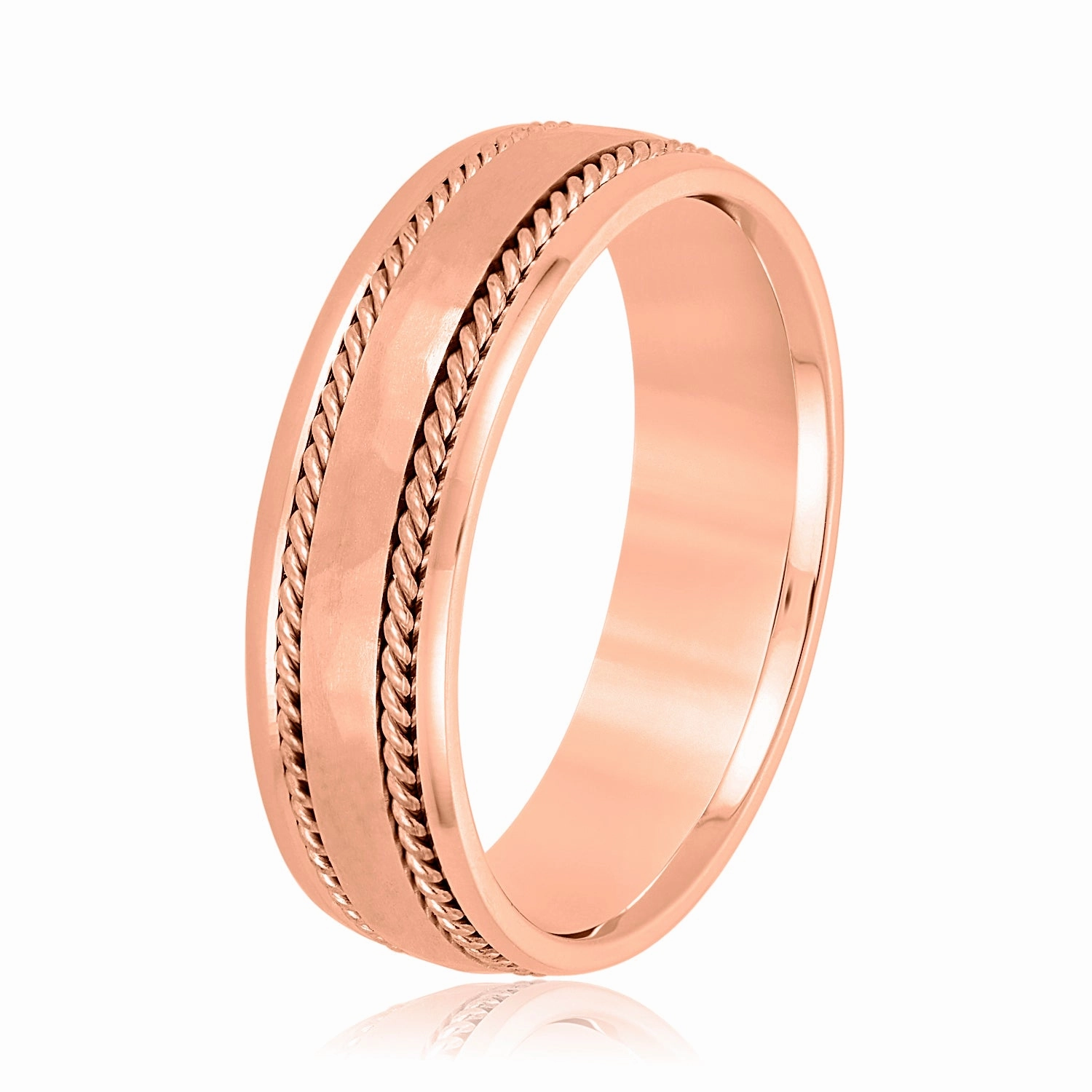 Men's Double Wide Rope Design Plain Wedding Band