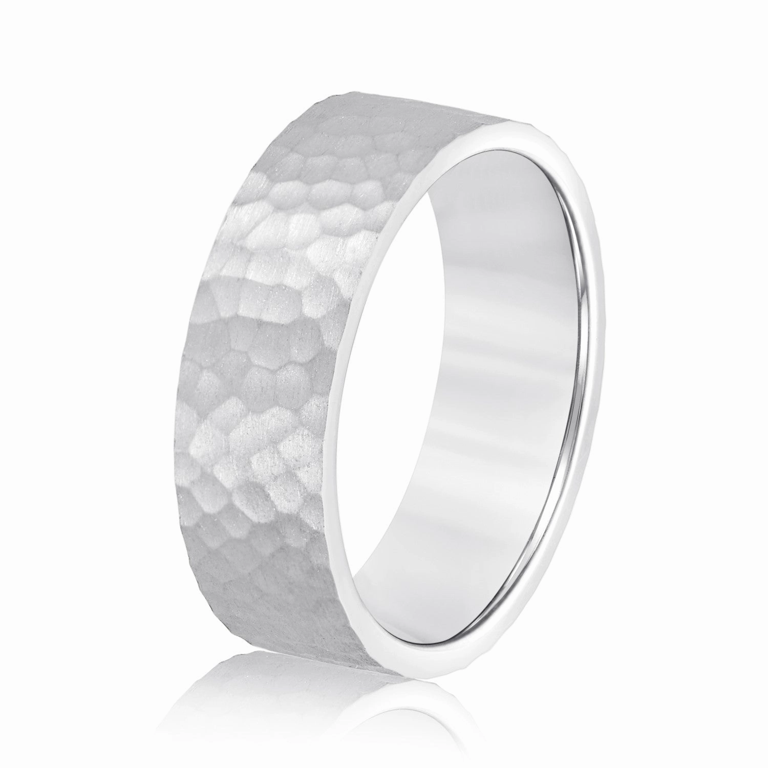 Men's Flat Hammered Band Timeless Texture