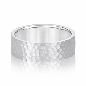 Men's Flat Hammered Band Timeless Texture