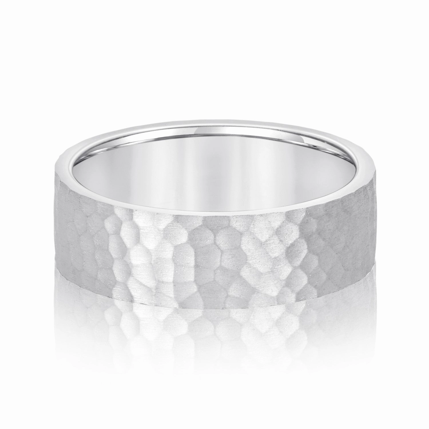 Men's Flat Hammered Band Timeless Texture
