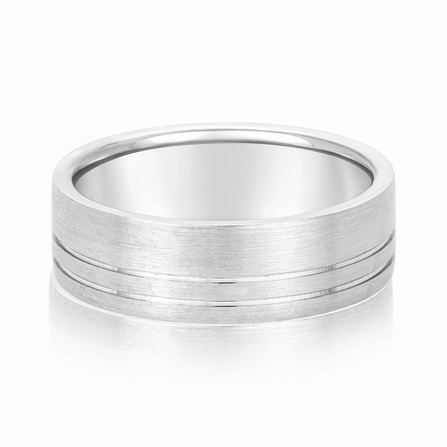 Men's Flat Wedding Band With Double Lines