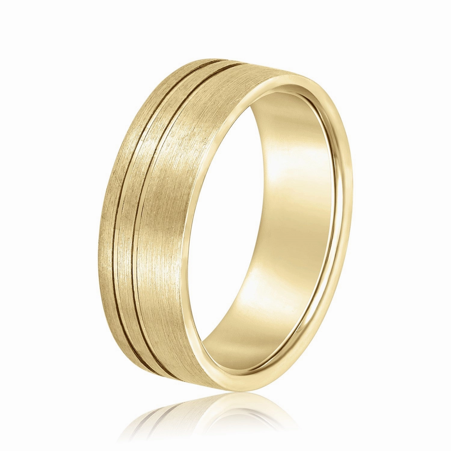Men's Flat Wedding Band With Double Lines