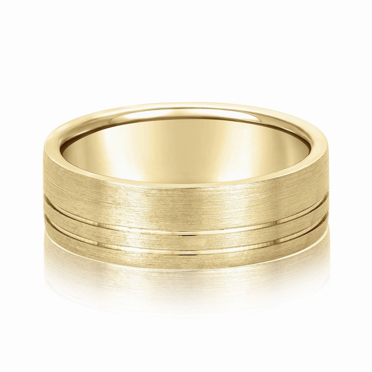 Men's Flat Wedding Band With Double Lines