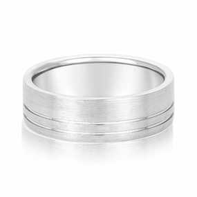Men's Flat Wedding Band With Double Lines