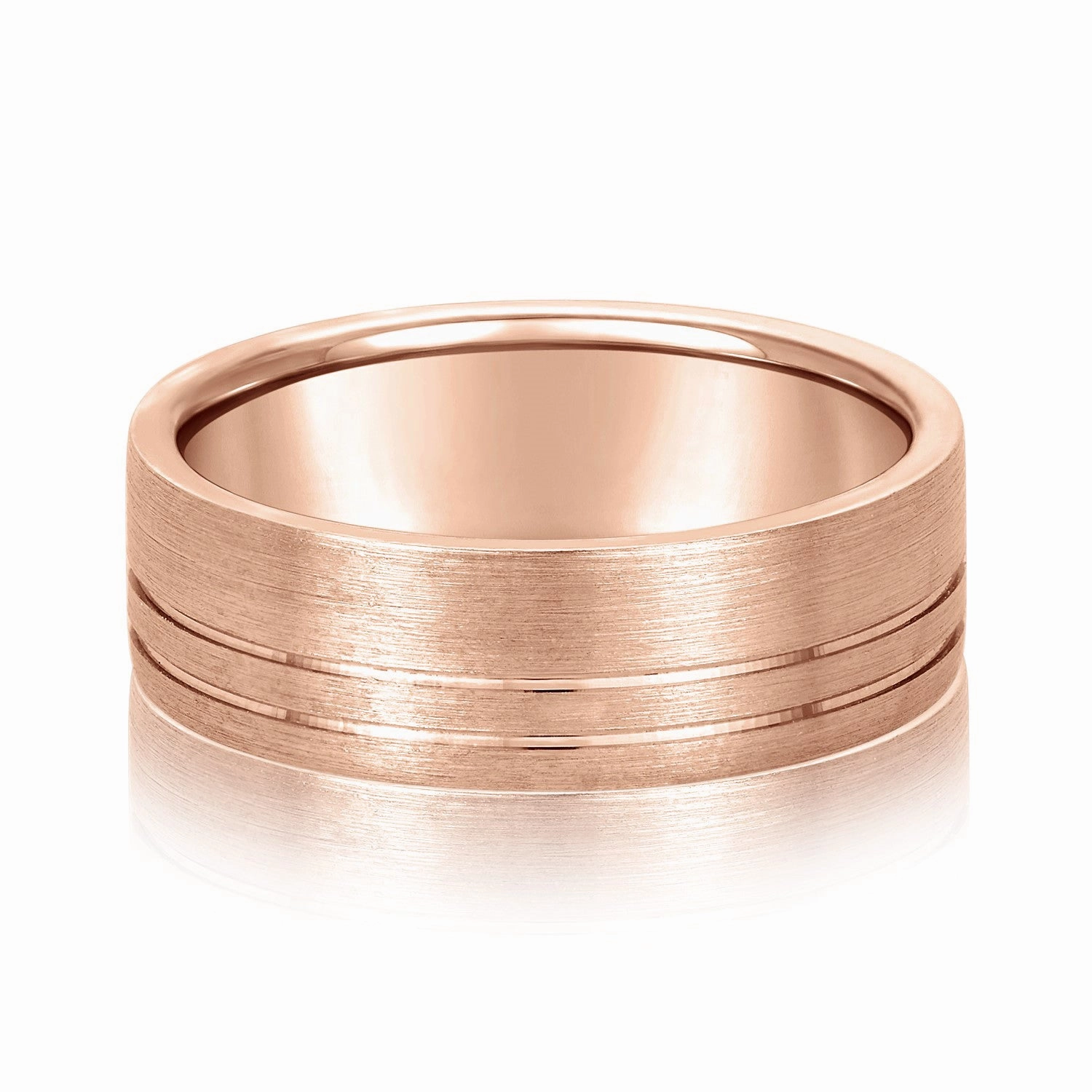 Men's Flat Wedding Band With Double Lines