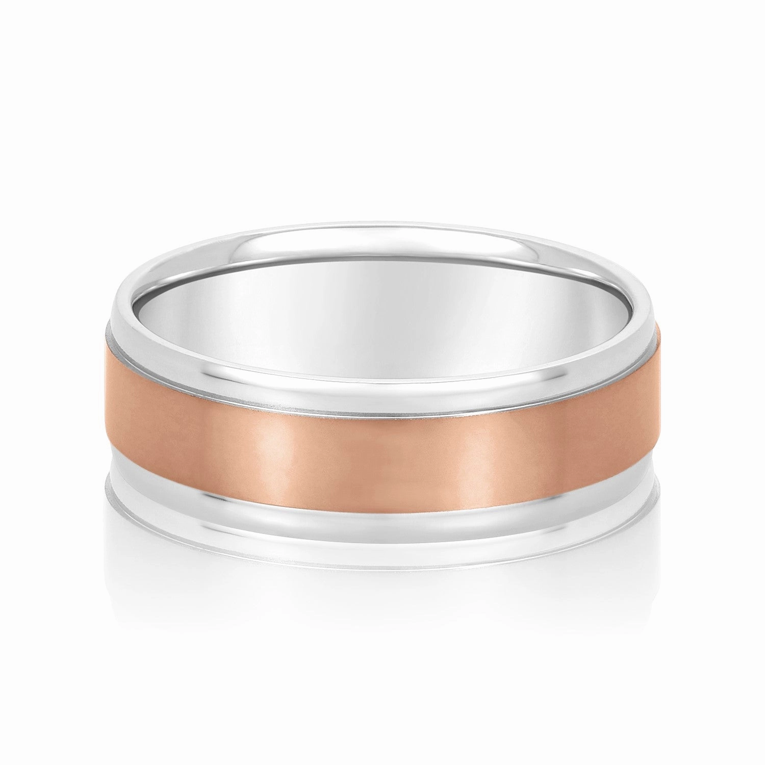 Men's Flat Wedding Band with Step Edge