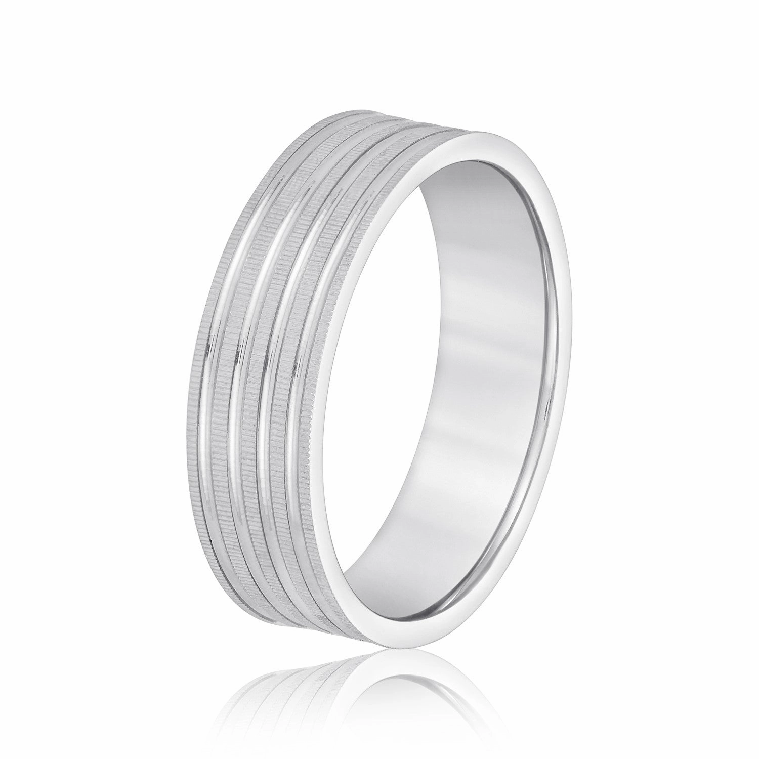 Men's Grooved Textured Wedding Band