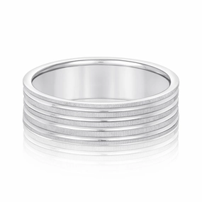 Men's Grooved Textured Wedding Band