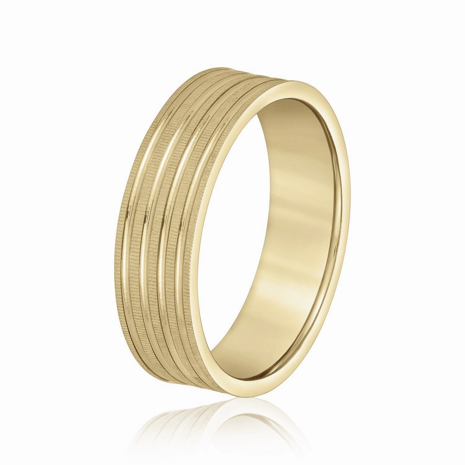 Men's Grooved Textured Wedding Band