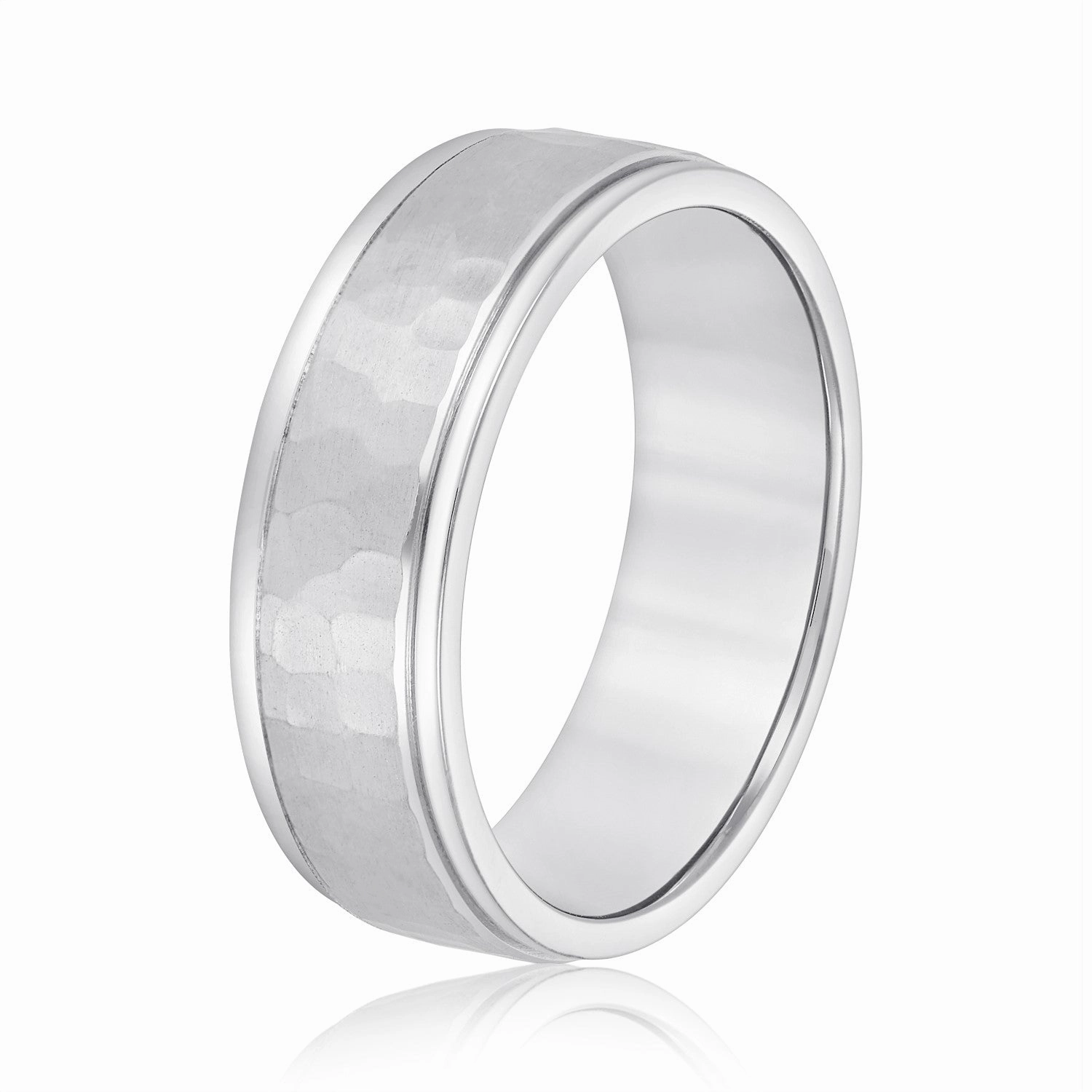 Men's Hammered Center Wedding Band