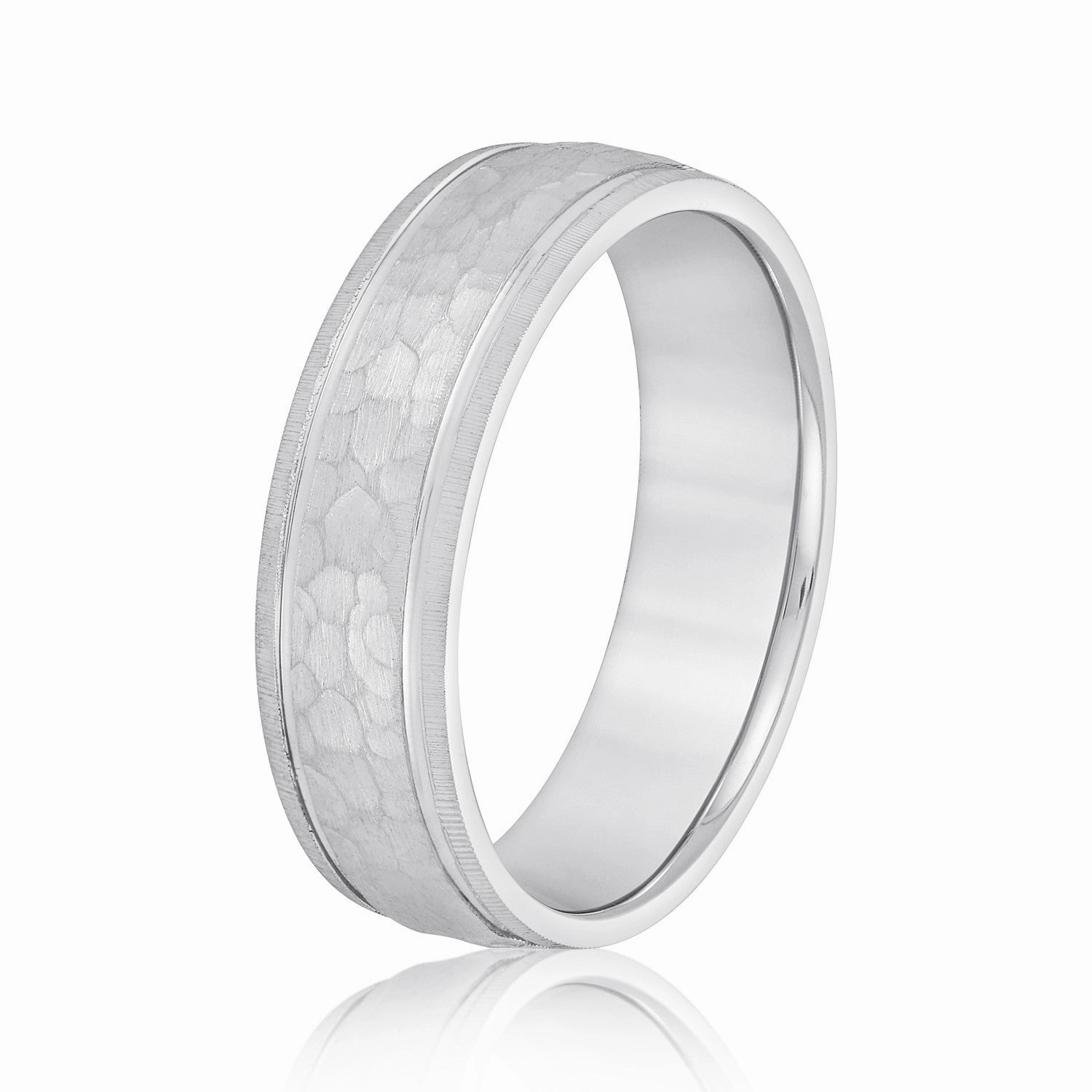 Men's Hammered Grooved Edged Band