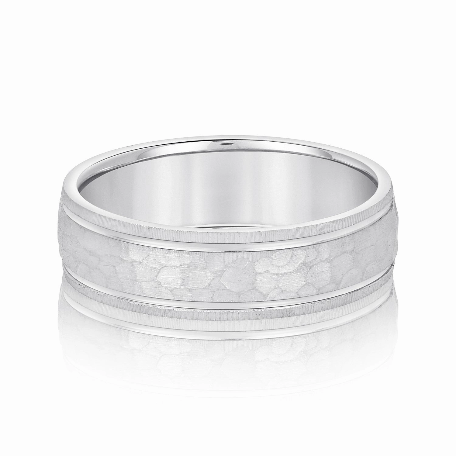 Men's Hammered Grooved Edged Band