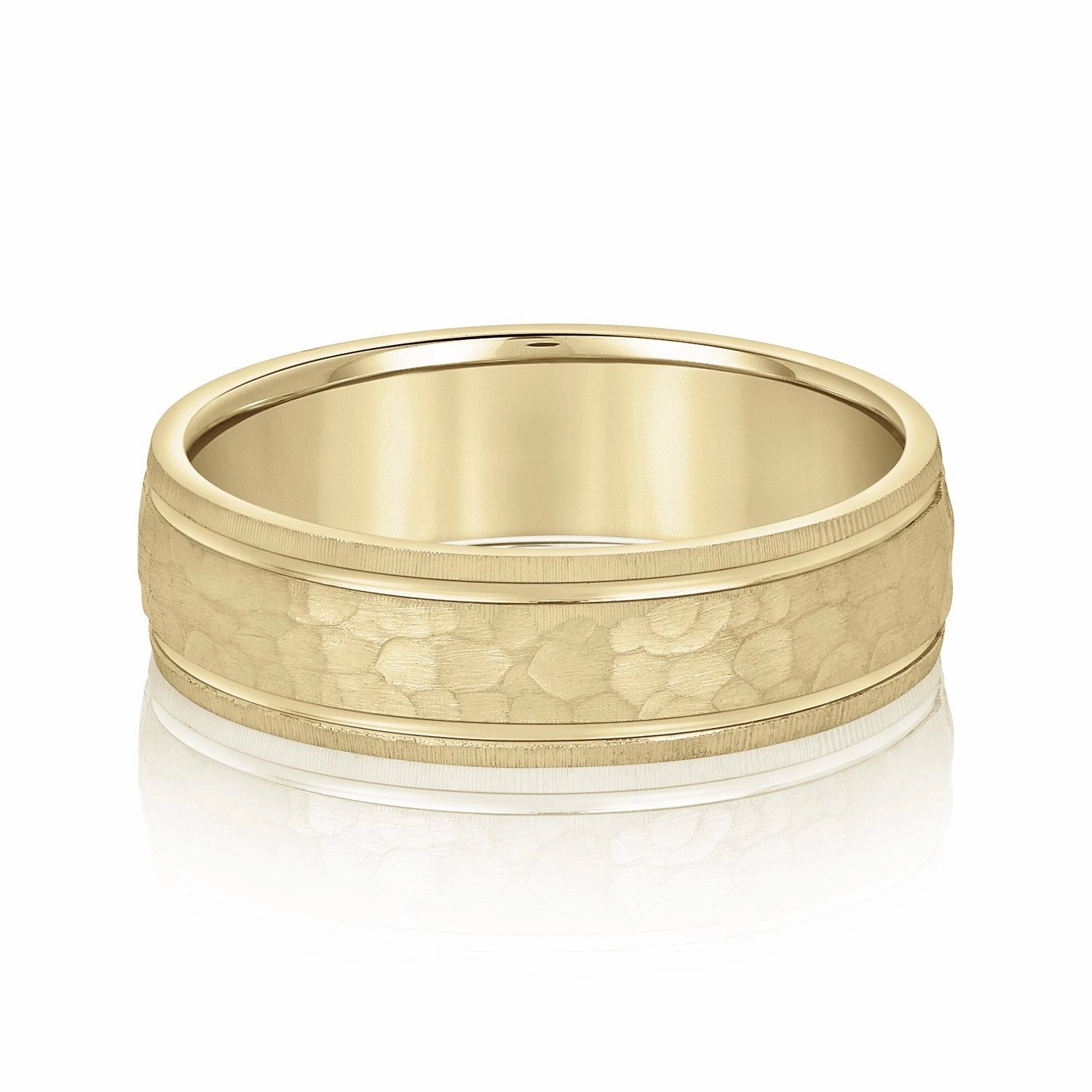 Men's Hammered Grooved Edged Band
