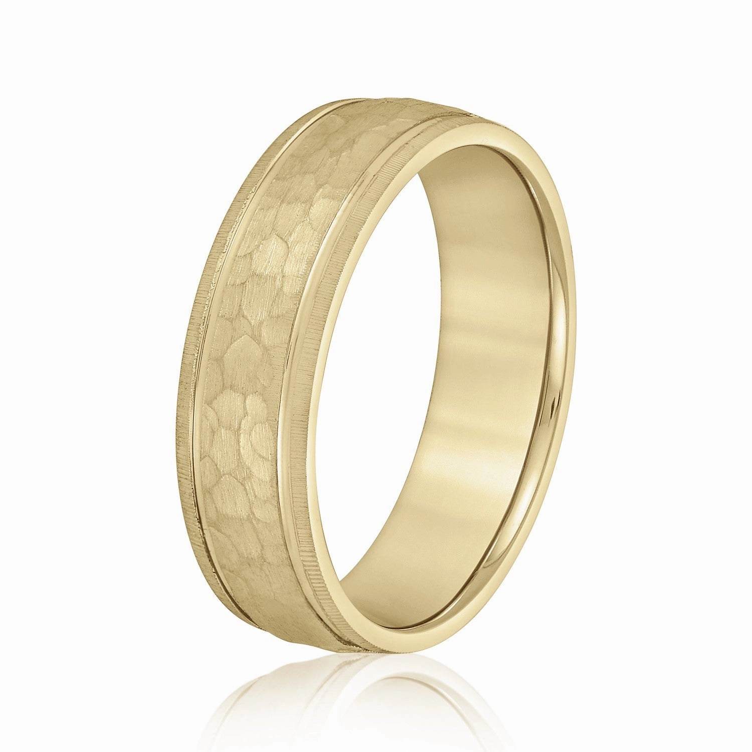 Men's Hammered Grooved Edged Band