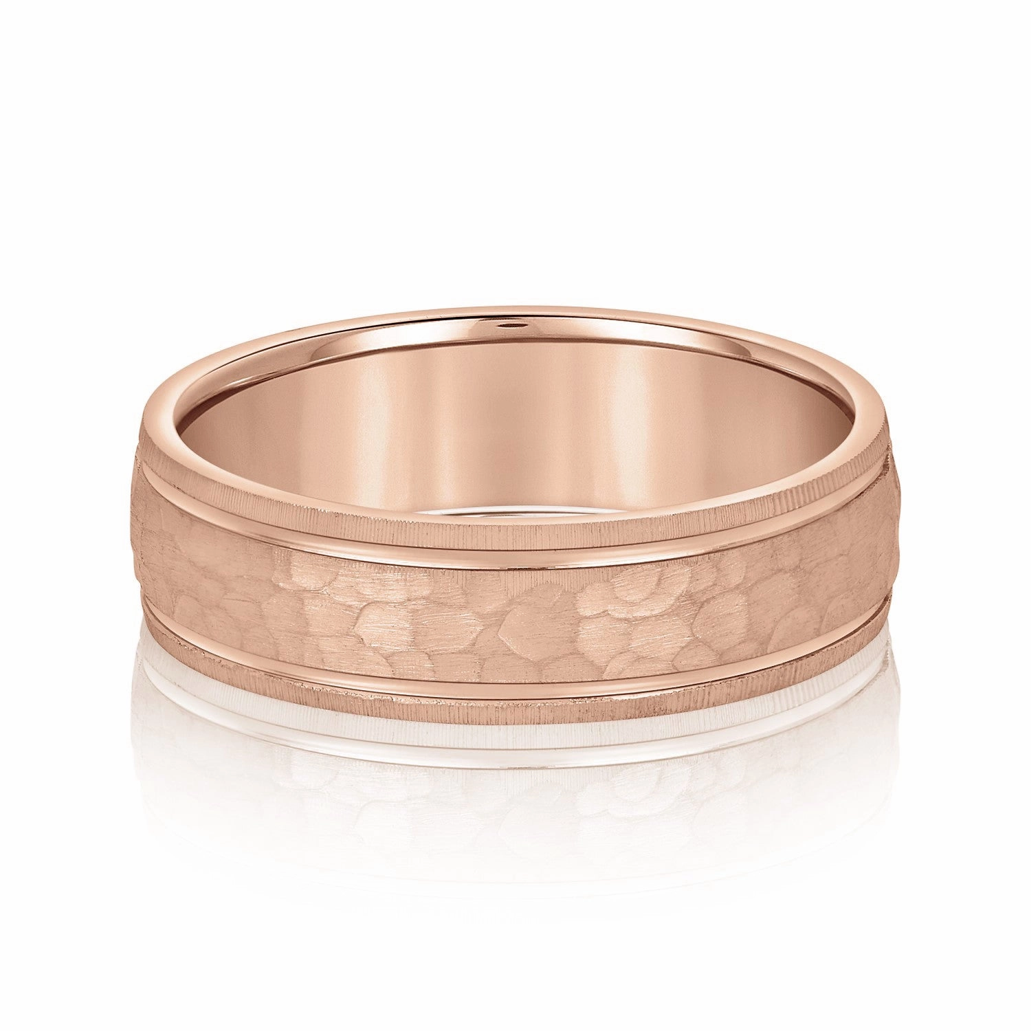 Men's Hammered Grooved Edged Band