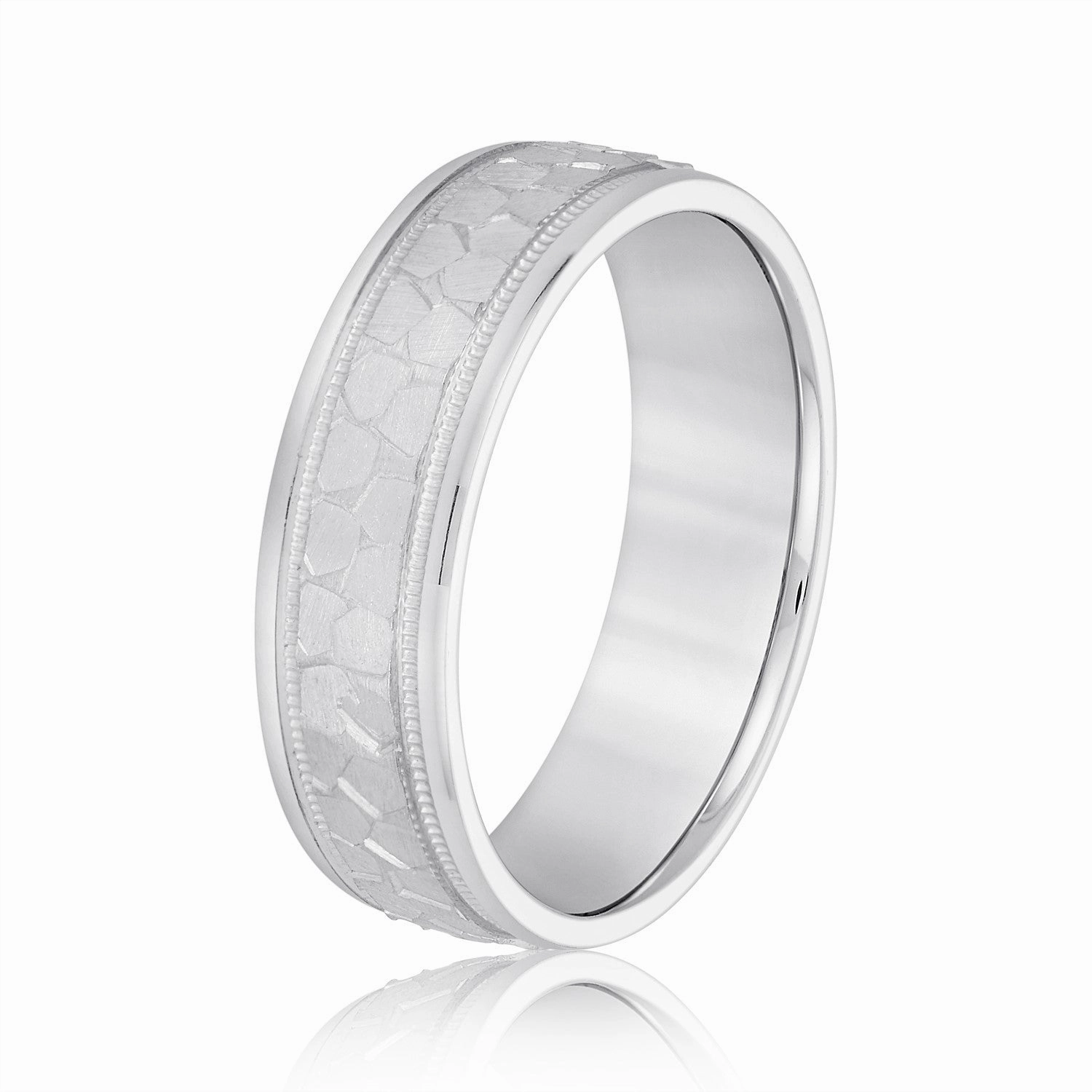 Men's Hammered Milgrain Style Wedding Band
