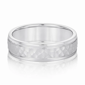 Men's Hammered Outside Groove Wedding Band
