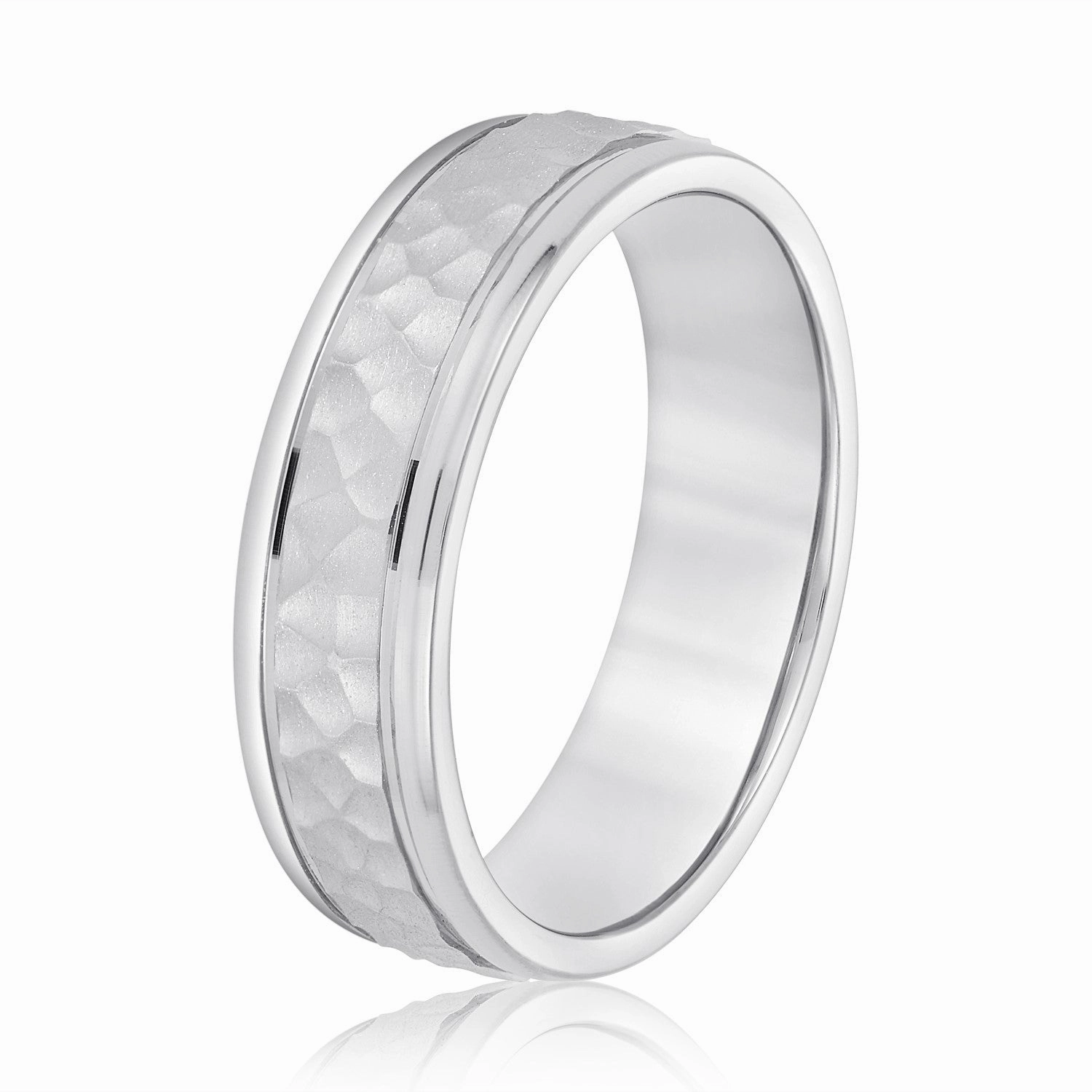 Men's Hammered Outside Groove Wedding Band