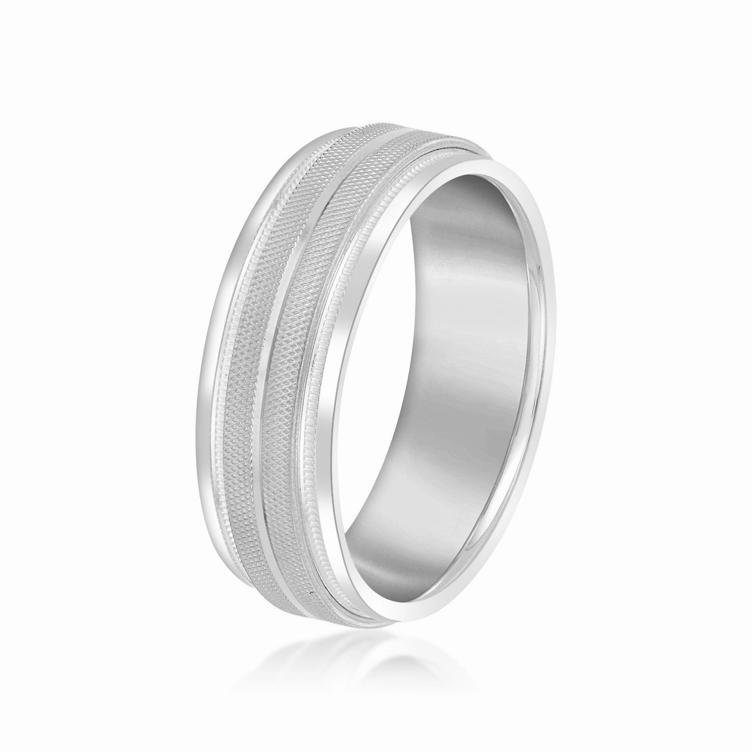 Men's High Beveled Center And Florentine Finish Band