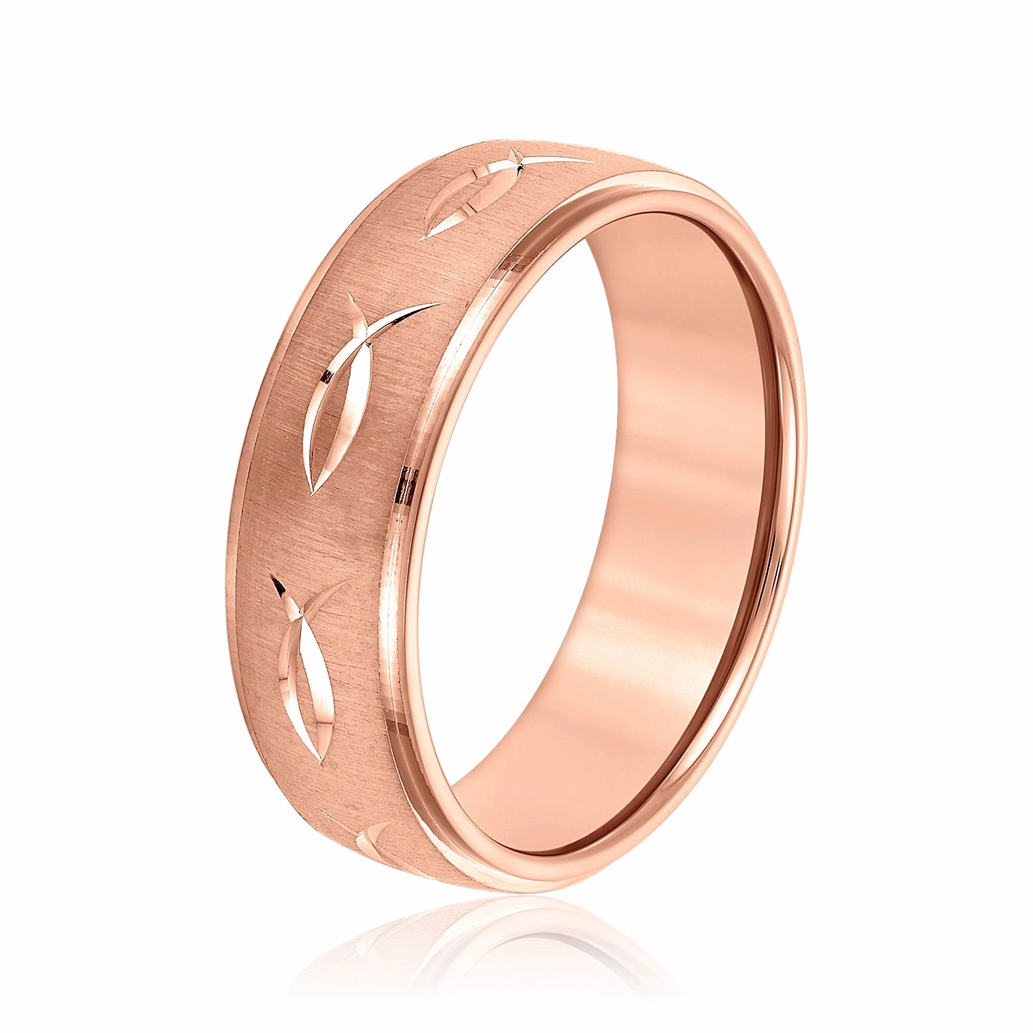 Men's Ichthus Jesus Fish Motif Christian Fish Pattern Wedding Band