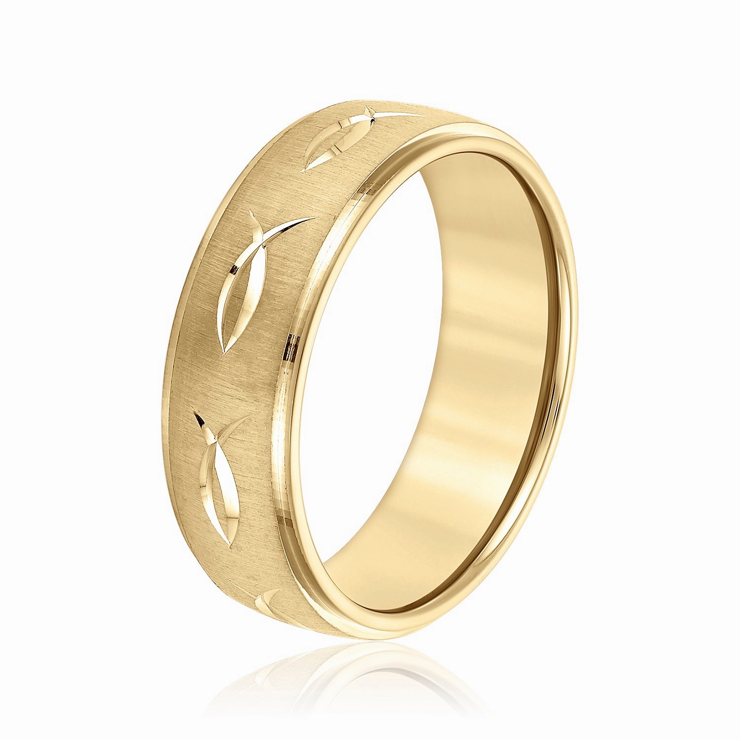 Men's Ichthus Jesus Fish Motif Christian Fish Pattern Wedding Band