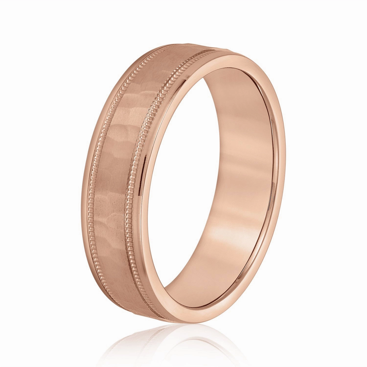 Men's Milgrain Hammered Finish Band