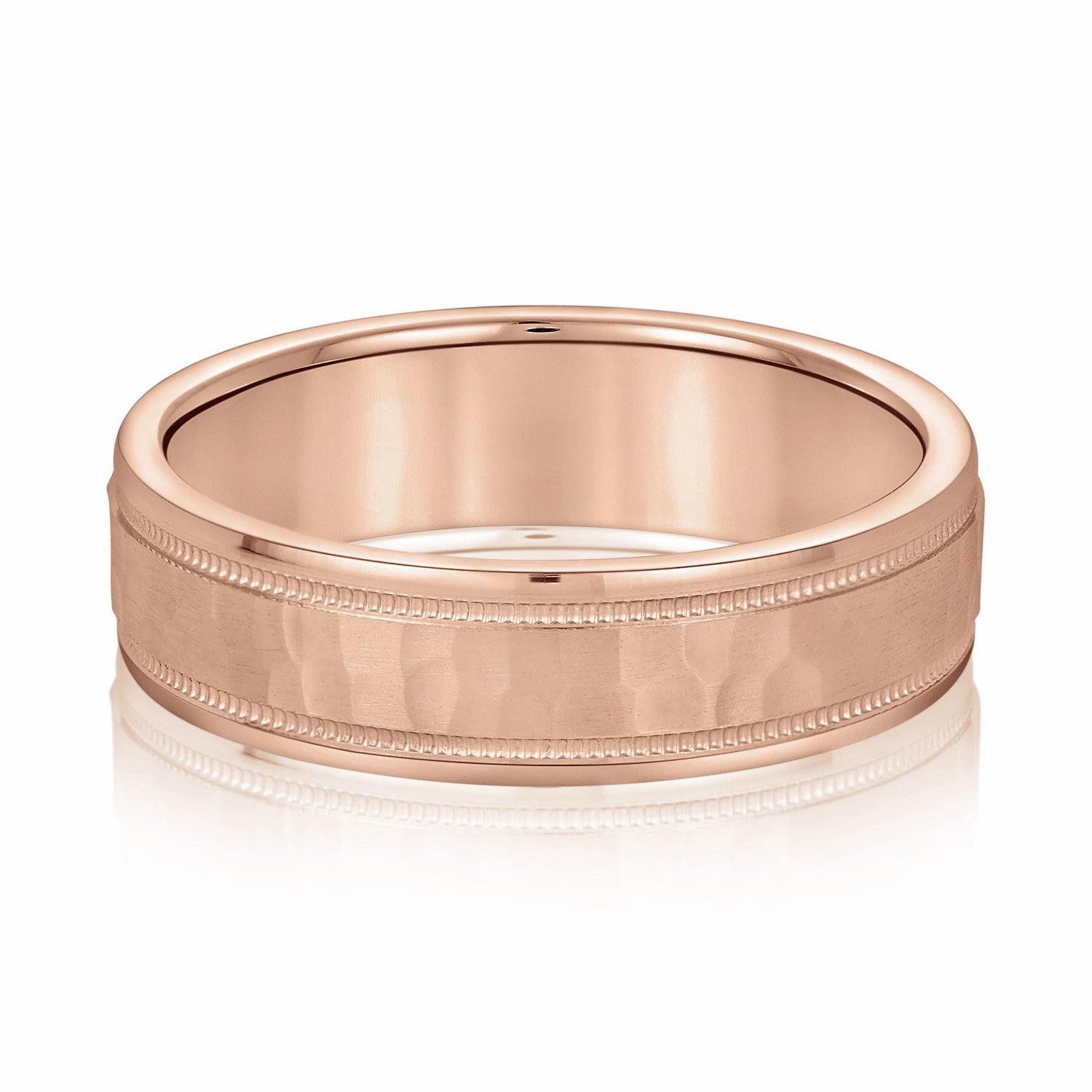 Men's Milgrain Hammered Finish Band