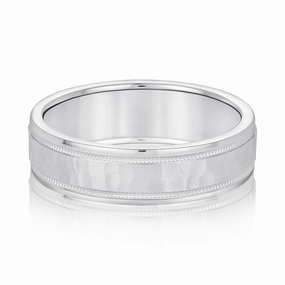 Men's Milgrain Hammered Finish Band