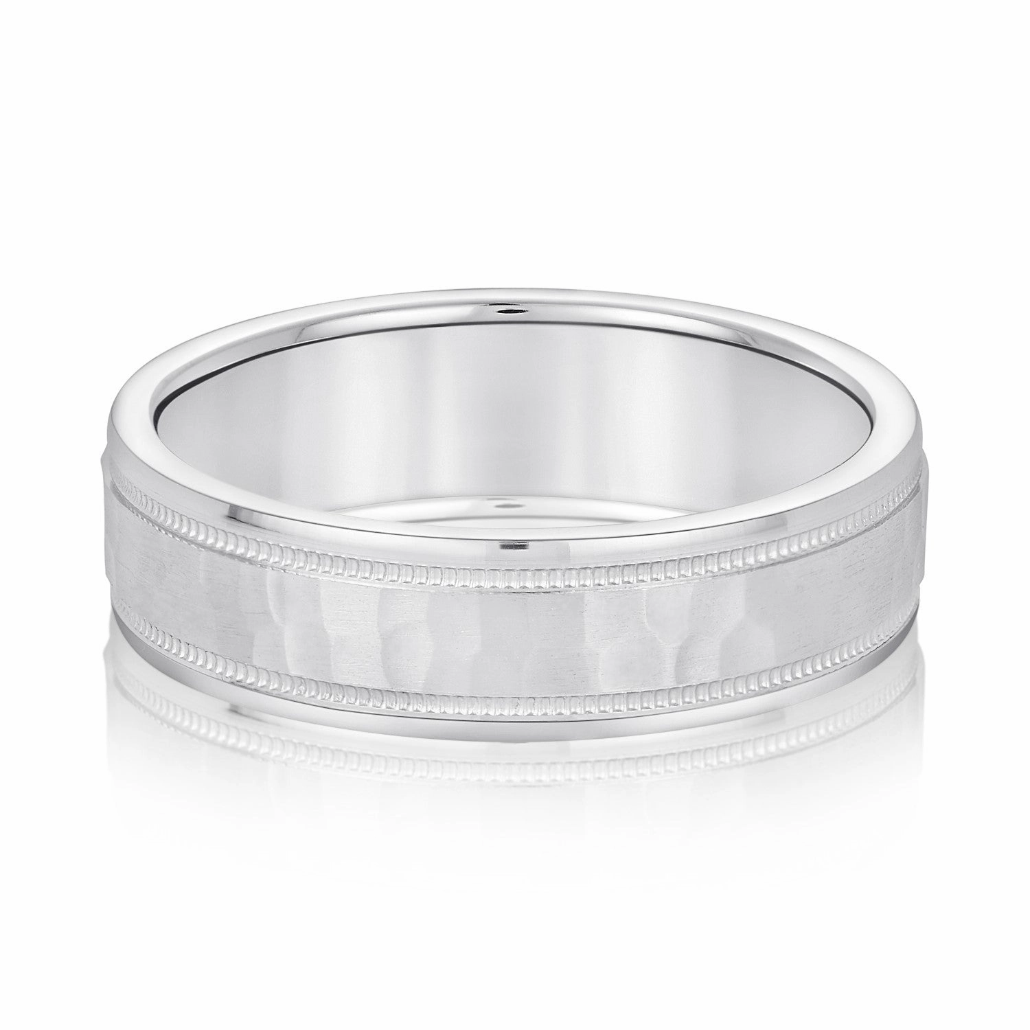 Men's Milgrain Hammered Finish Band