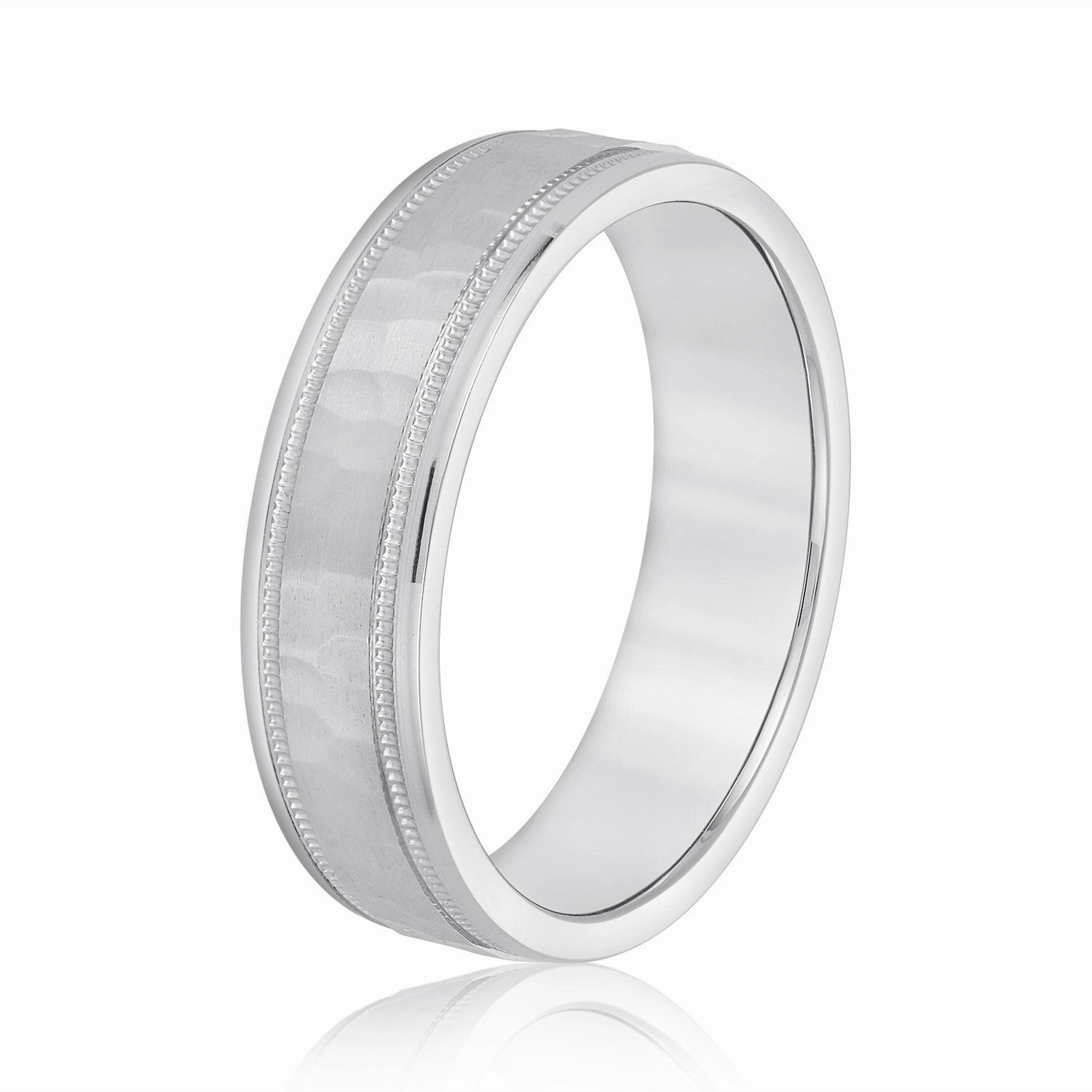 Men's Milgrain Hammered Finish Band