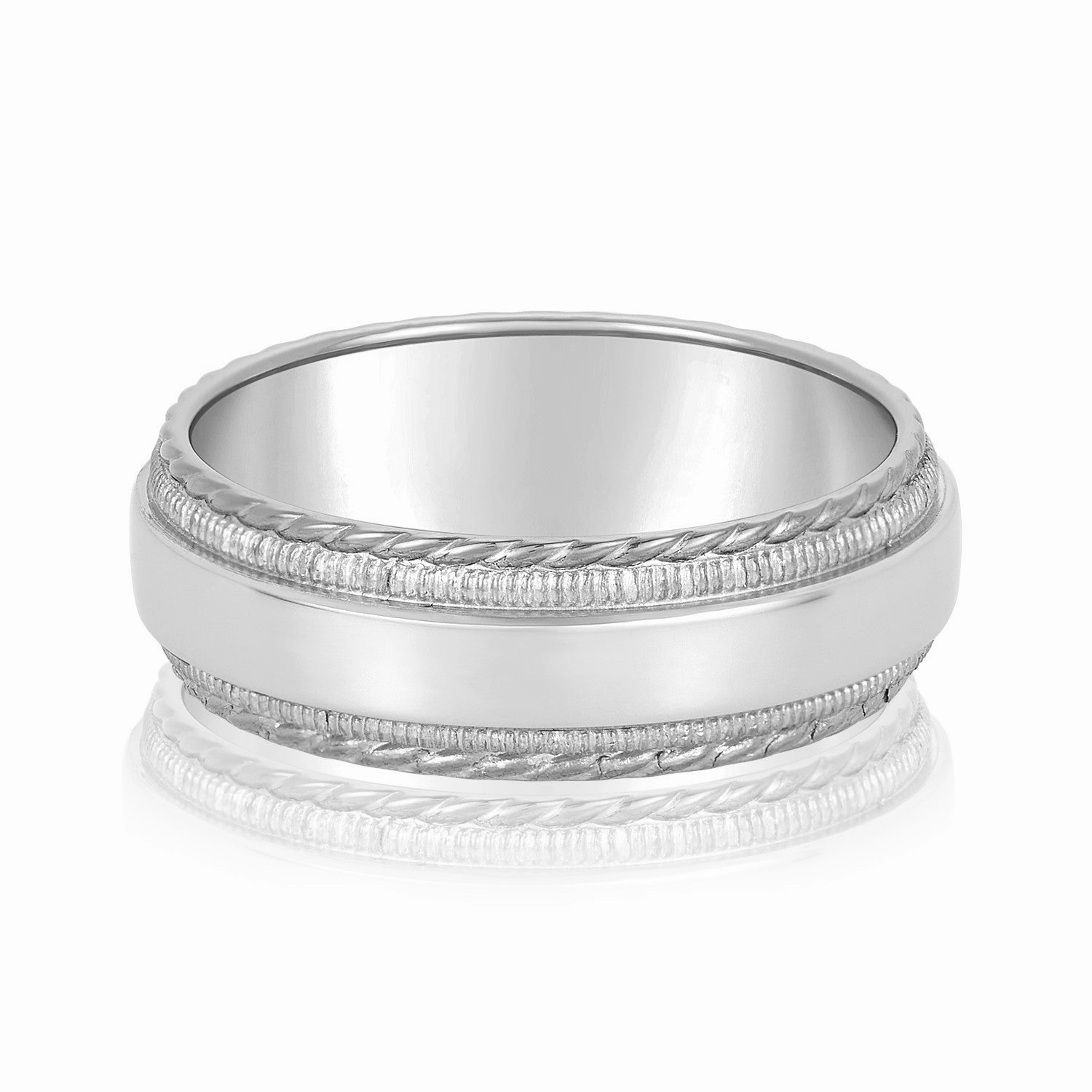 Men's Milgrain Lines and Rope Edges Band