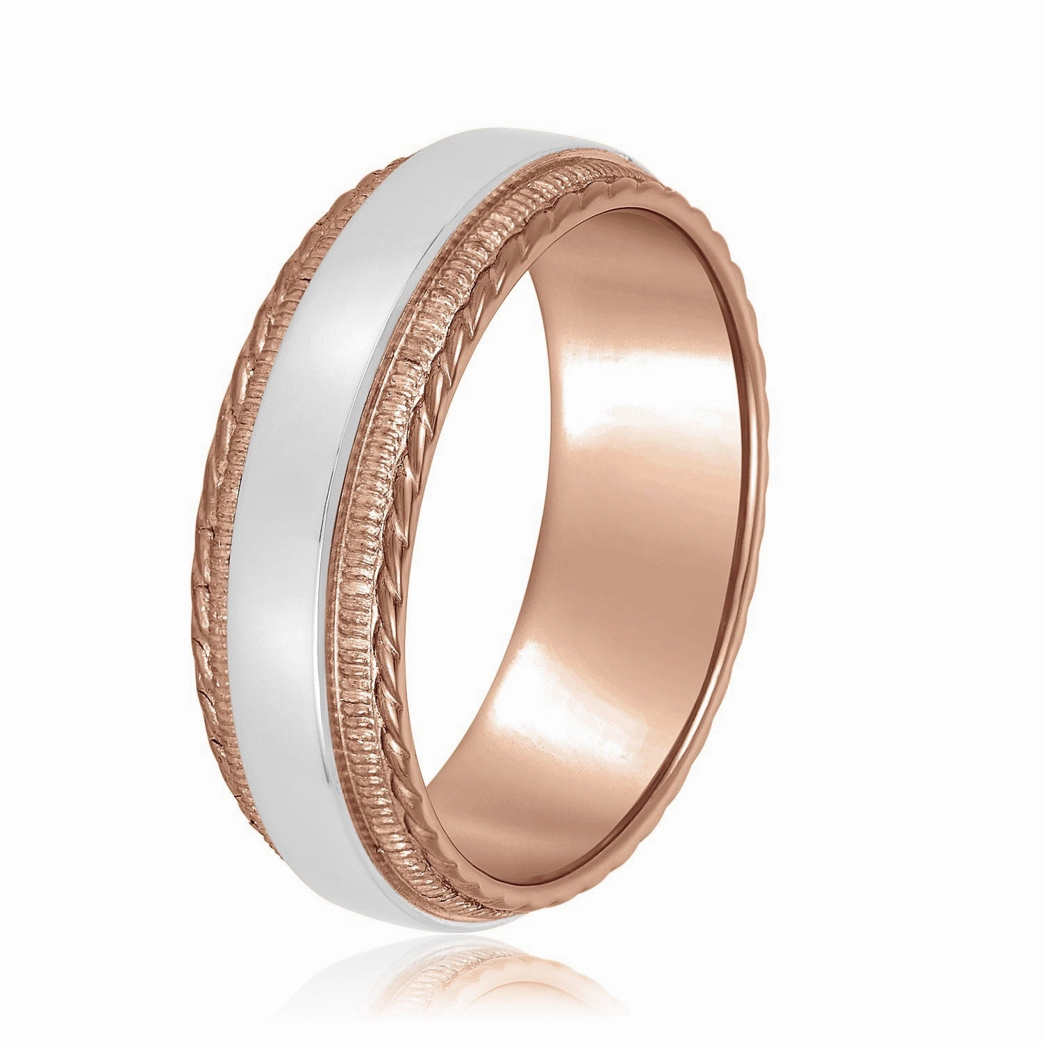 Men's Milgrain Lines and Rope Edges Band