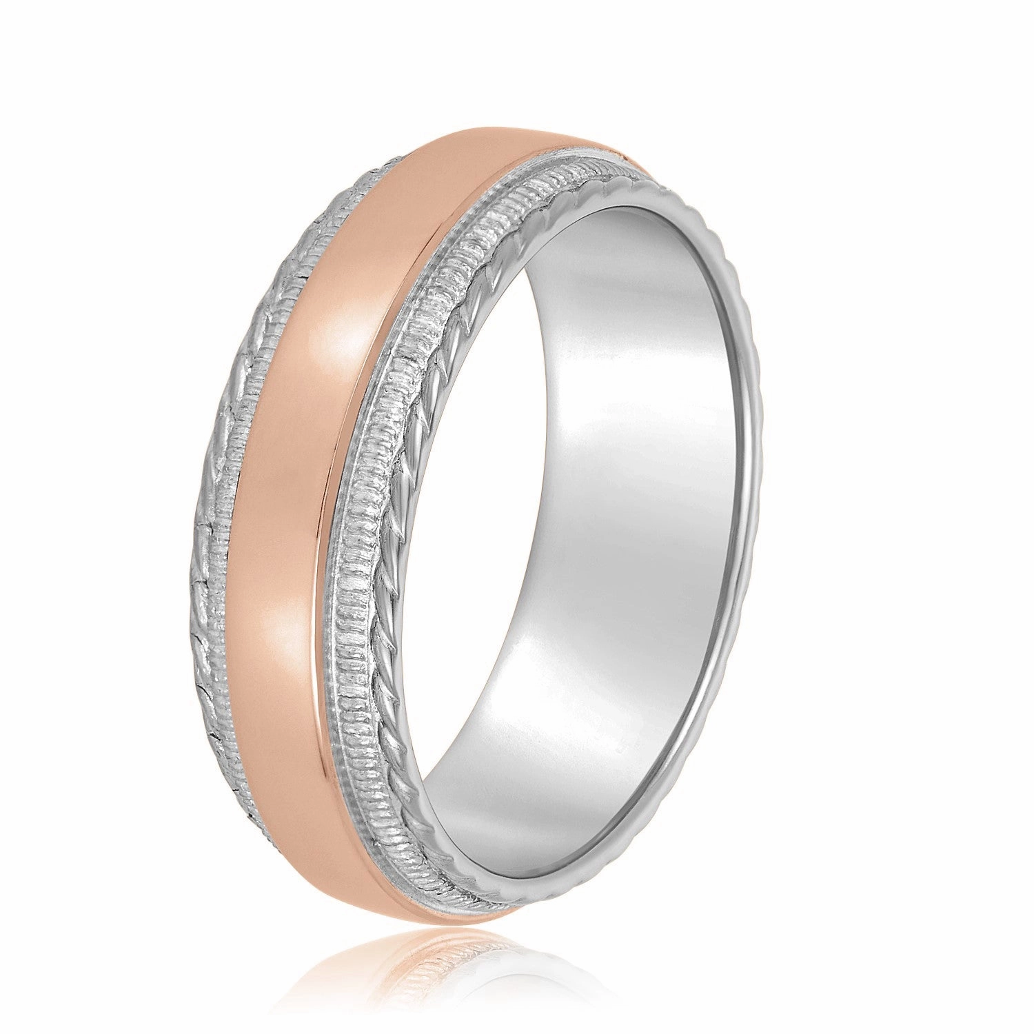 Men's Milgrain Lines and Rope Edges Band