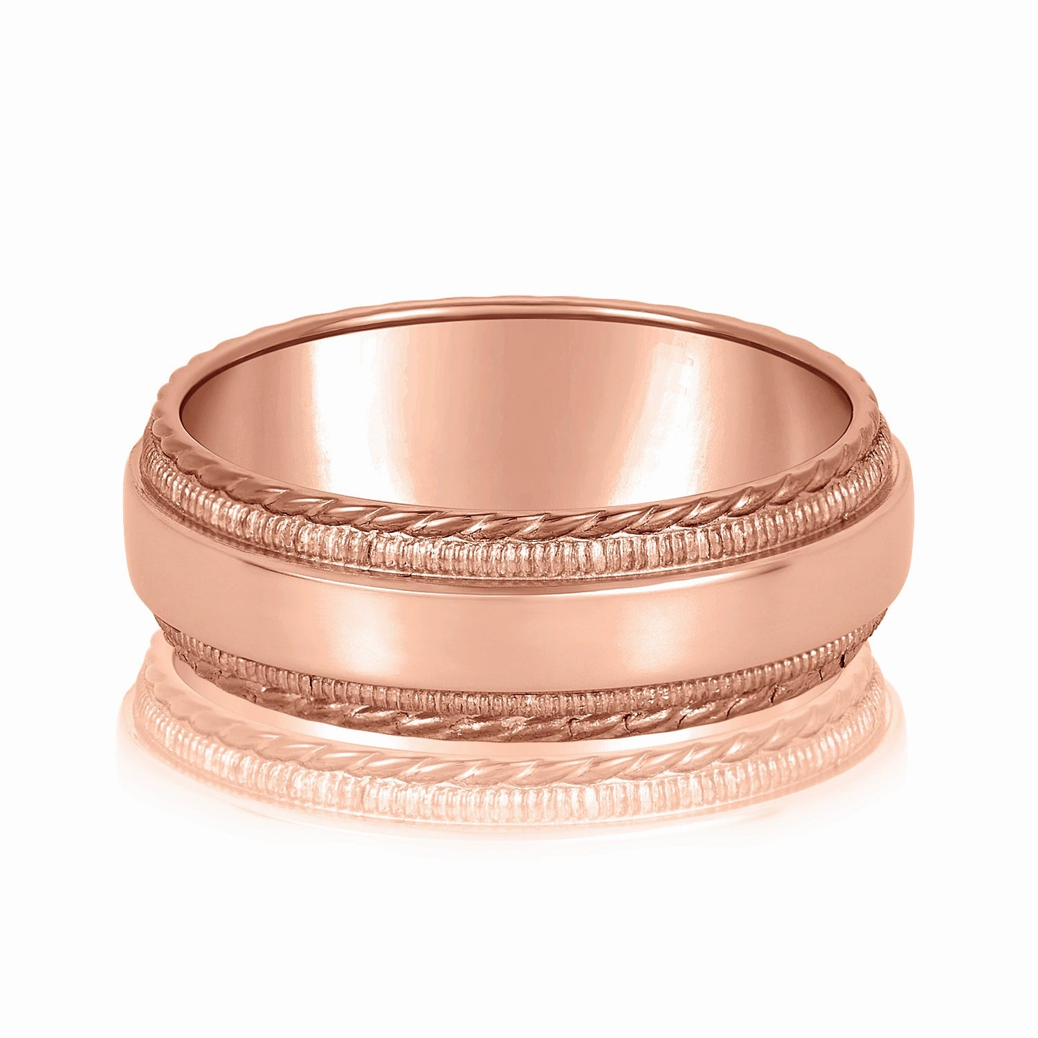 Men's Milgrain Lines and Rope Edges Band