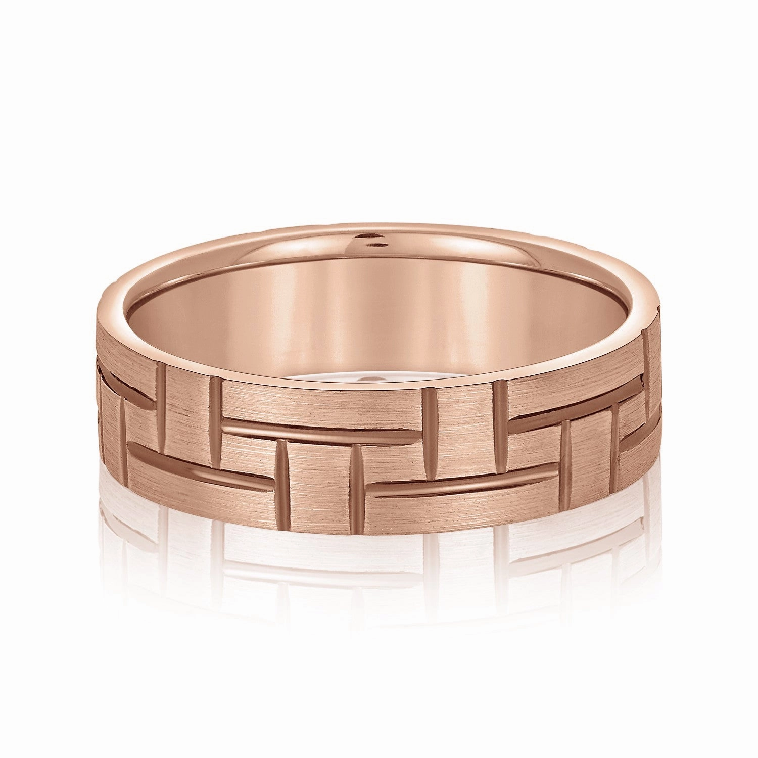 Men's Puzzle Pattern Brick Design Wedding Band