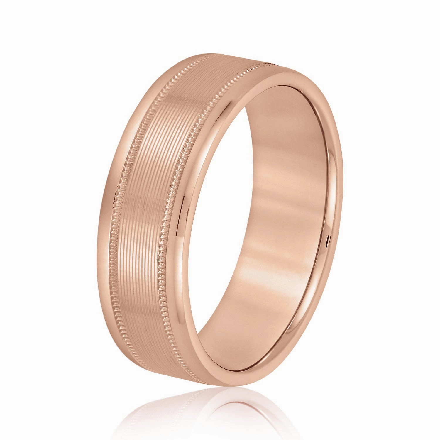 Men's Ridged Wedding Ring With Milgrain Accents