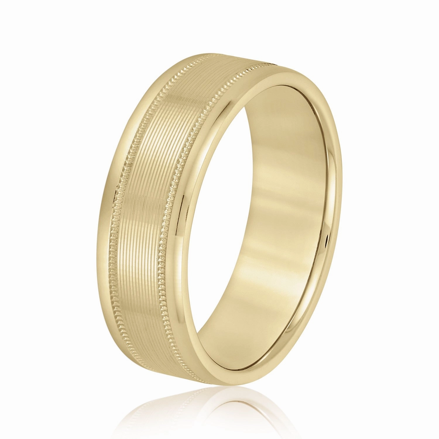 Men's Ridged Wedding Ring With Milgrain Accents