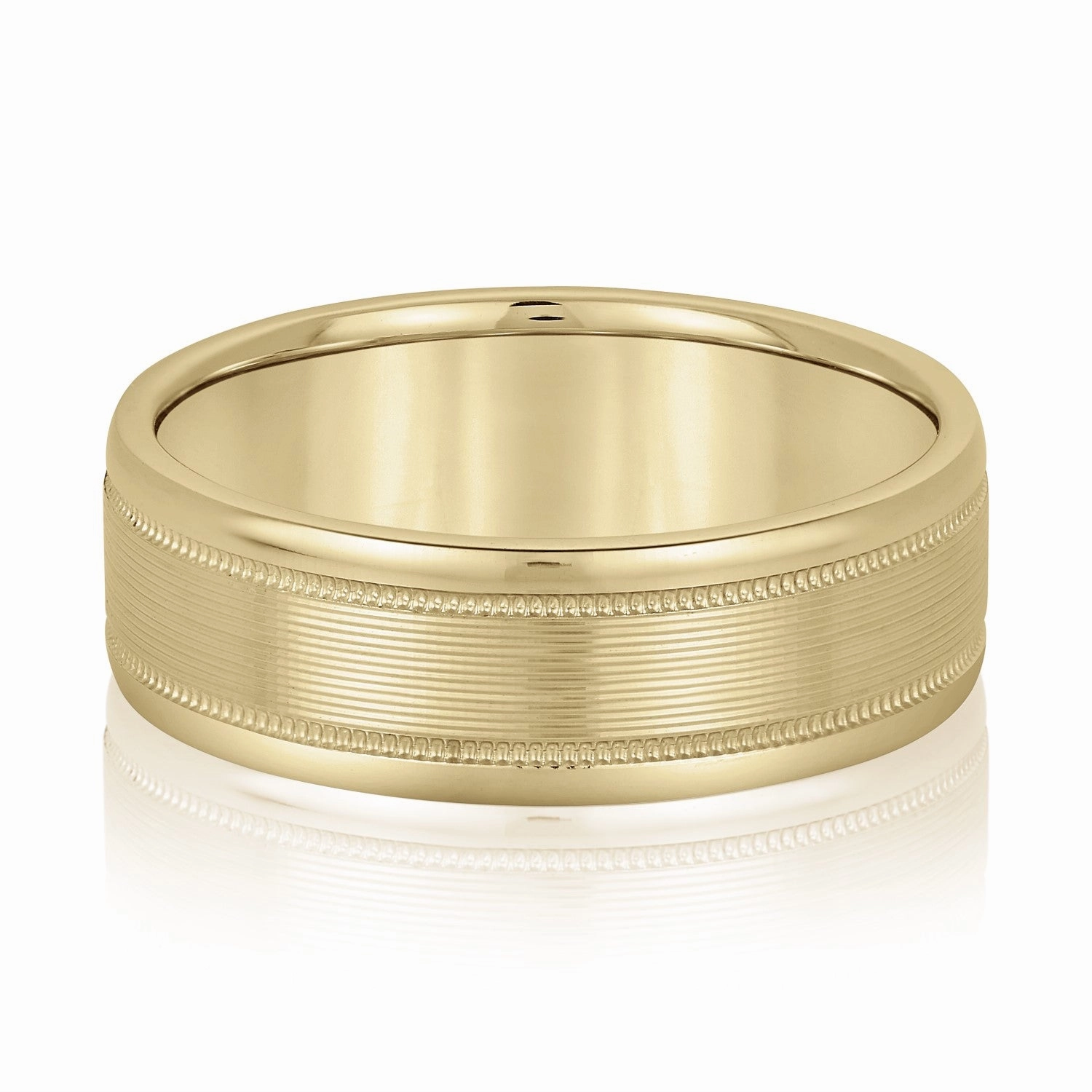 Men's Ridged Wedding Ring With Milgrain Accents