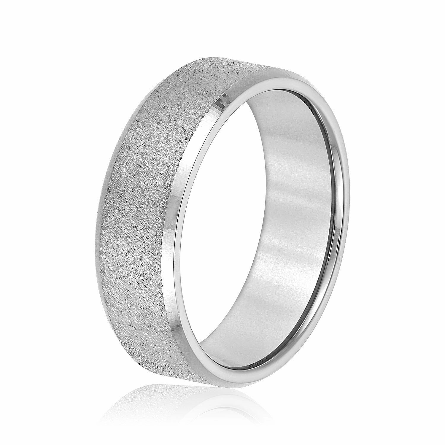 Men's Sandblasted Wedding Ring With High Polish Edges