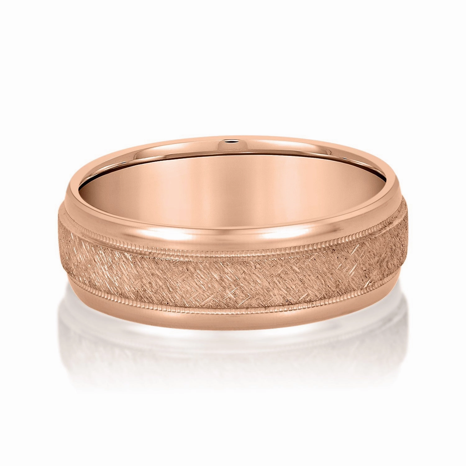 Men's Scratch-Finish Milgrain Wedding Band